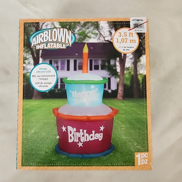 Inflatable 3.5 Feet Happy Birthday Cake Airblown Candle Way To Celebrate - Picture 2 of 4